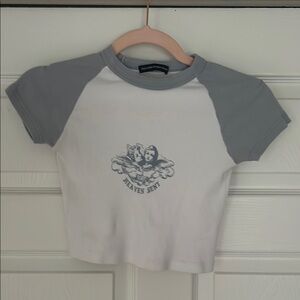 Brandy Melville Gray and White Crop Top